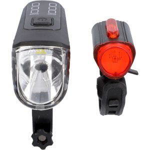 Fischer Fahrrad Akku LED Beleuchtungsset 60 Lux Fischer Fahrrad Akku LED Beleuchtungsset 60 Lux