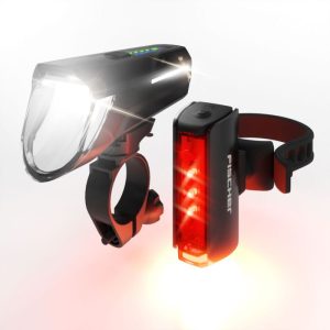 Fischer Akku-Fahrradbeleuchtung LED Set TWIN STOP 110 Lux Fischer Akku-Fahrradbeleuchtung LED Set TWIN STOP 110 Lux