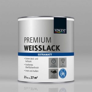 Vincent Premium Weißlack RAL 9010 Reinweiß extramatt 2 L Vincent Premium Weißlack RAL 9010 Reinweiß extramatt 2 L