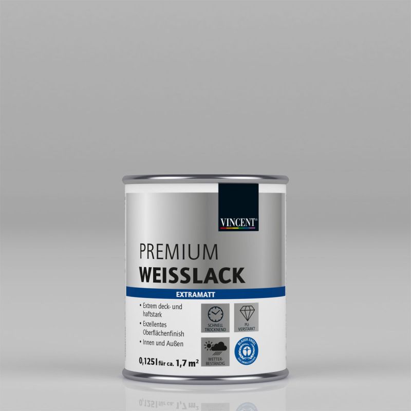 Vincent Premium Weißlack RAL 9010 Reinweiß extramatt 125 ml