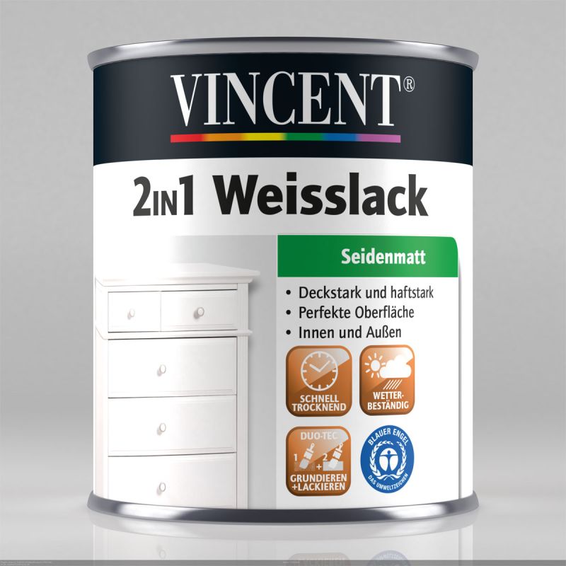 Vincent Weißlack 2in1 RAL 9001 Cremeweiß seidenmatt 125 ml