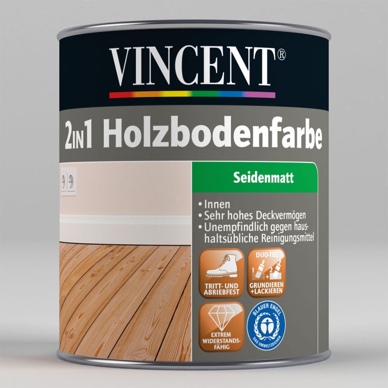 Vincent 2in1 Holzbodenfarbe RAL9001 Cremeweiß 750 ml