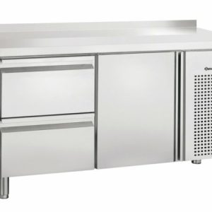 BARTSCHER Kühltisch S2T1, Aufkantung, 2 Schubladen, 1 Tür, Breite 1342mm