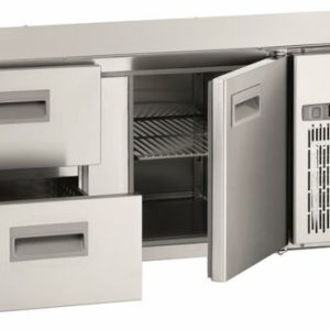 Bartscher Unterbau-Kühltisch 1400T1S2, 1 Tür, 2 Schubladen GN 1/1 Bartscher Unterbau-Kühltisch 1400T1S2, 1 Tür, 2 Schubladen GN 1/1
