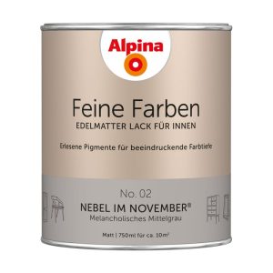 Alpina Buntlack Feine Farben Lack No 02 Nebel im November edelmatt 750ml Alpina Buntlack Feine Farben Lack No 02 Nebel im November edelmatt 750ml
