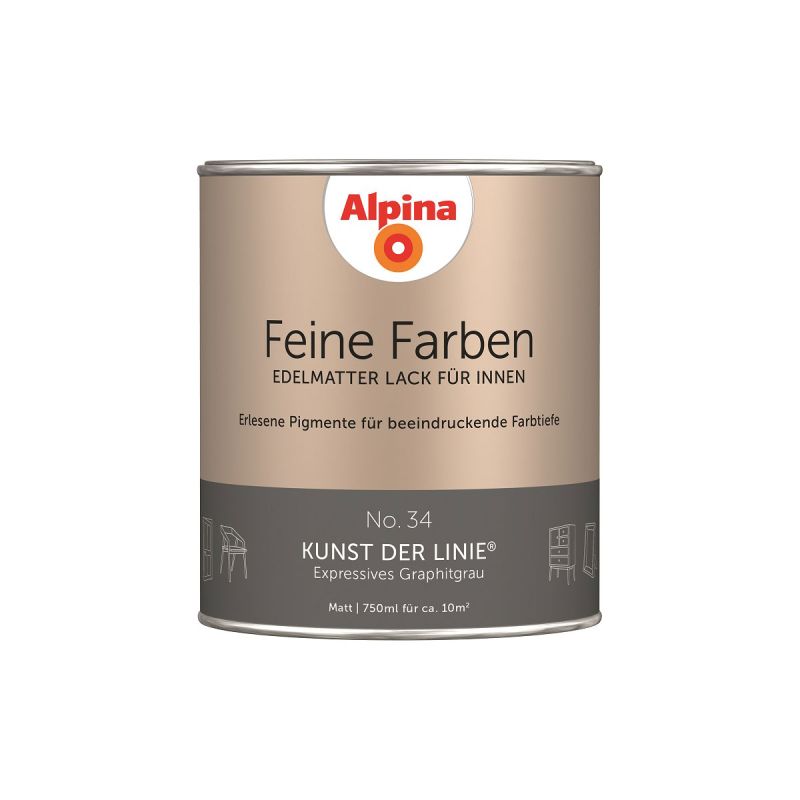 Alpina Buntlack Feine Farben Lack No 34 Kunst der Linie edelmatt 750ml
