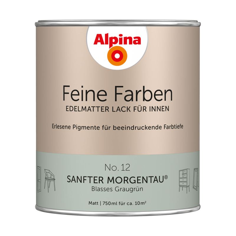 Alpina Buntlack Feine Farben Lack No 12 Sanfter Morgentau edelmatt 750ml