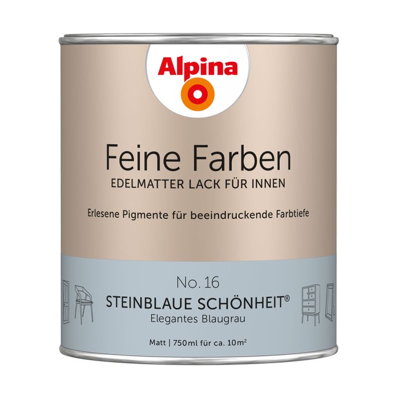 Alpina Buntlack Feine Farben Lack No 16 Steinblaue Schönheit edelmatt 750ml