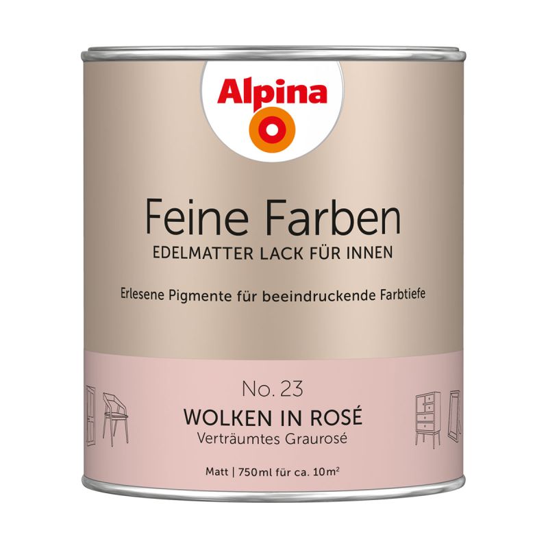 Alpina Buntlack Feine Farben Lack No 23 Wolken in Rosé edelmatt 750ml