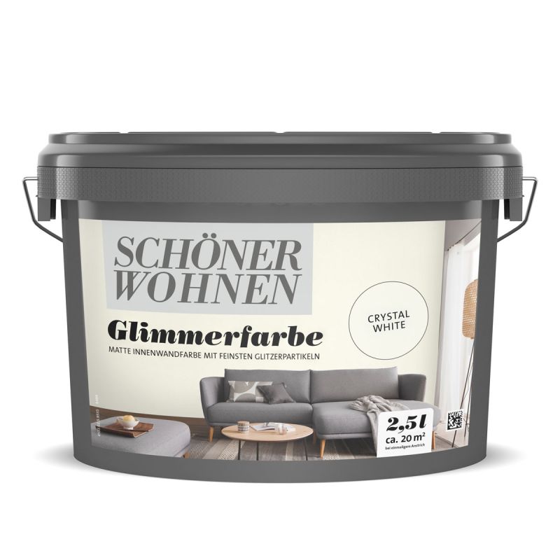 Schöner Wohnen Farbe  Wandfarbe Glimmerfarbe crystal white 2,5 Liter