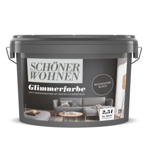 Schöner Wohnen Farbe  Wandfarbe Glimmerfarbe moonshine black 2,5 Liter