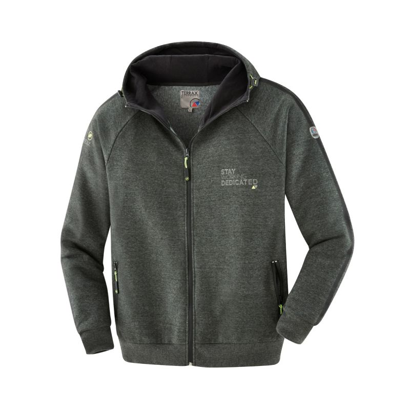 Terrax Workwear Sweatjacke dunkelgrün-limette Größe M