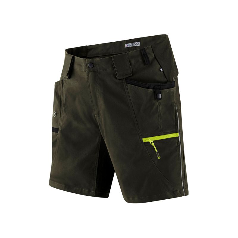 Terrax Workwear  Herren-Arbeitshose Gr. 48 dunkelgrün-limette