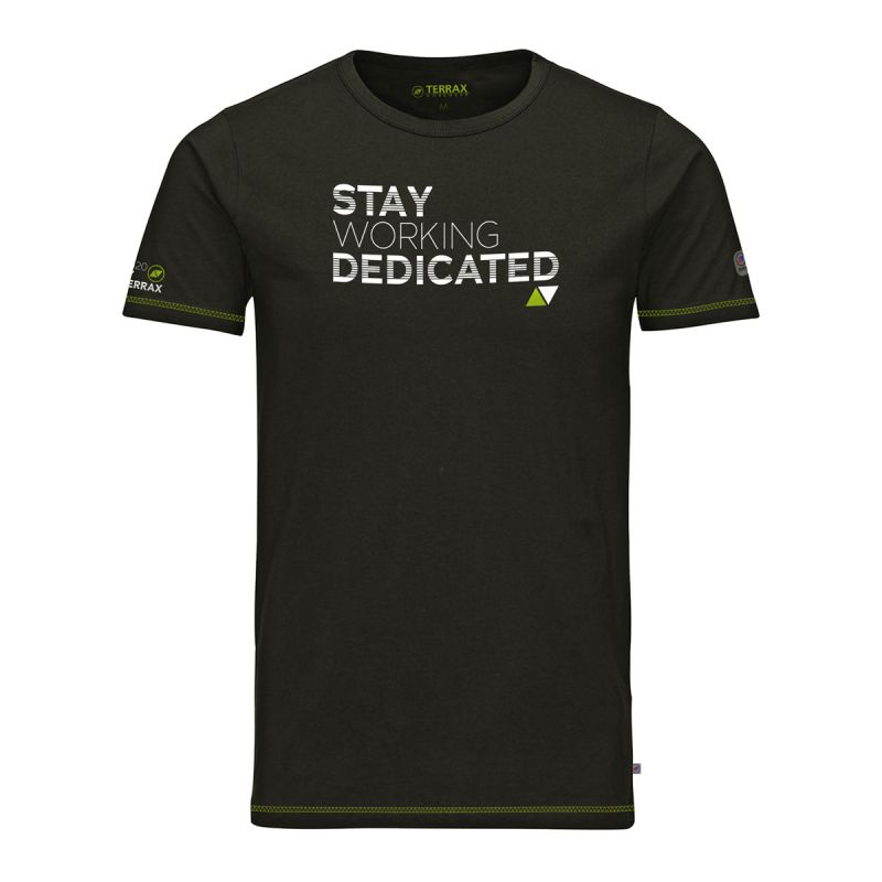 Terrax Workwear  T-Shirt dunkelgrün-limette Größe L