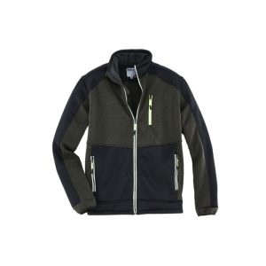 Terrax Workwear  Strickfleecejacke dunkelgrün-schwarz-limette Größe S