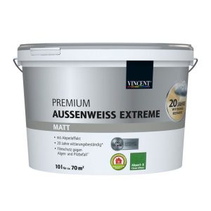 Vincent Fassadenfarbe Premium Aussenweiss Extreme matt 10 L