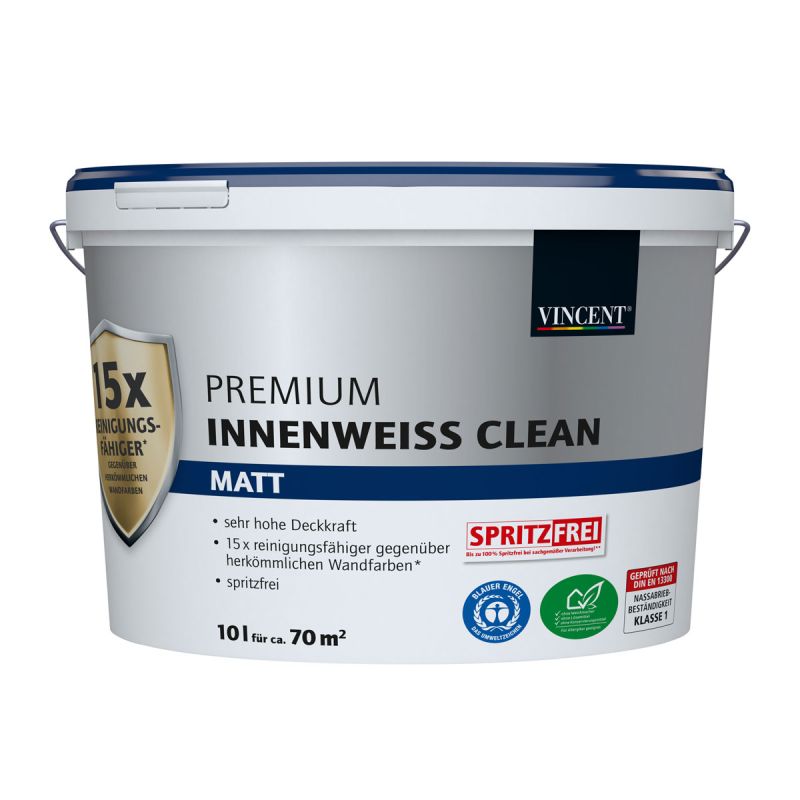 Vincent Wand- und Deckenfarbe Premium Innenweiss Clean matt 10 L