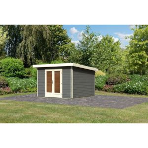 Karibu Blockbohlenhaus Radeburg 1 terragrau Karibu Blockbohlenhaus Radeburg 1 terragrau