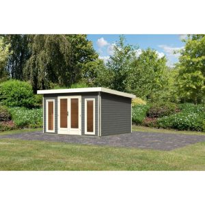 Karibu Blockbohlenhaus Radeburg 2 terragrau Karibu Blockbohlenhaus Radeburg 2 terragrau