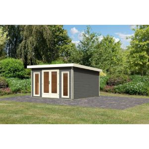 Karibu Blockbohlenhaus Radeburg 3 terragrau Karibu Blockbohlenhaus Radeburg 3 terragrau