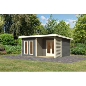 Karibu Blockbohlenhaus Radeburg 5 terragrau Karibu Blockbohlenhaus Radeburg 5 terragrau