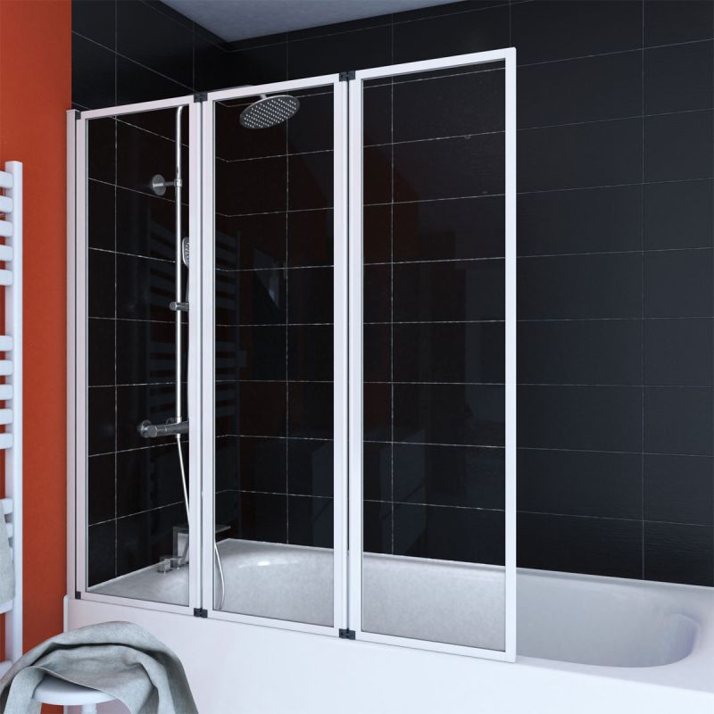 Aurlane Badewannenfaltwand Triple weiß 125 x 143 cm