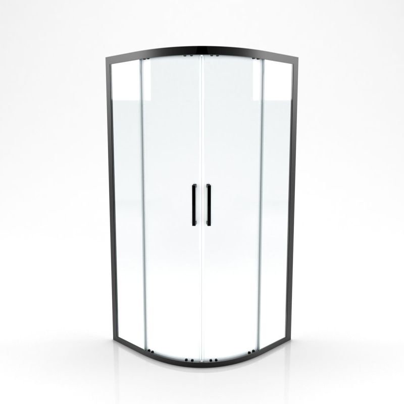 Aurlane Glasdusche Factory rund schwarz 90 x 90 x 200 cm