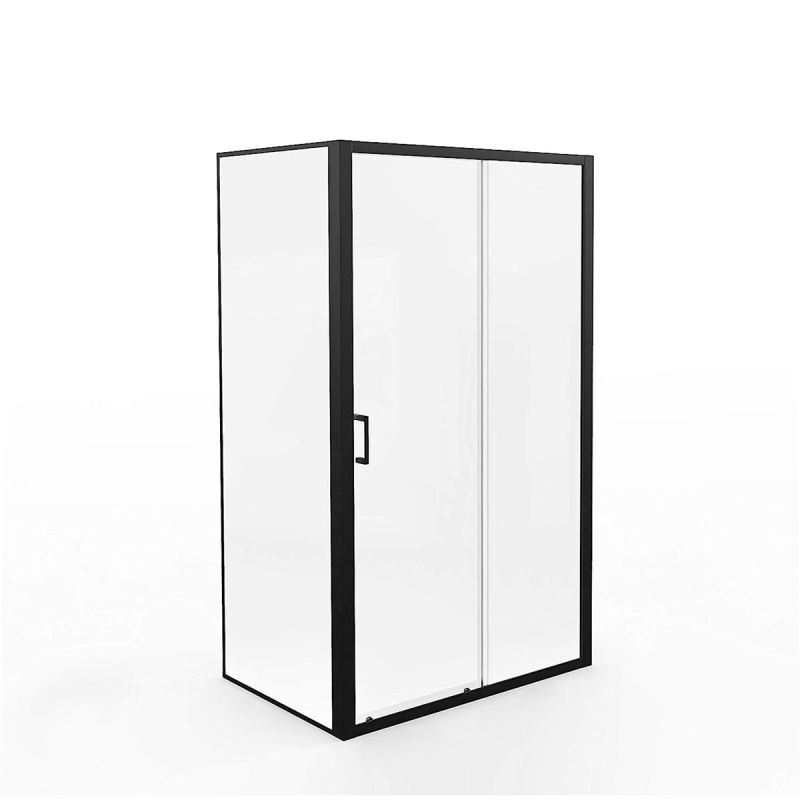 Aurlane Glasdusche Factory Front schwarz 120 x 80 x 200 cm