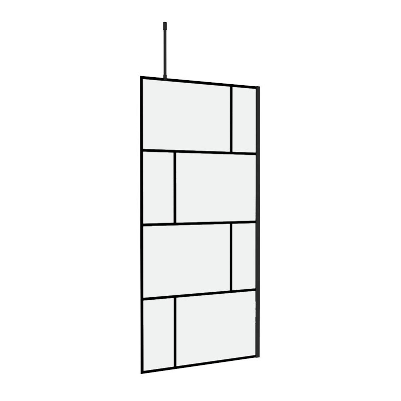 Aurlane Walk In Dusche Bricks schwarz 90 x 195 cm