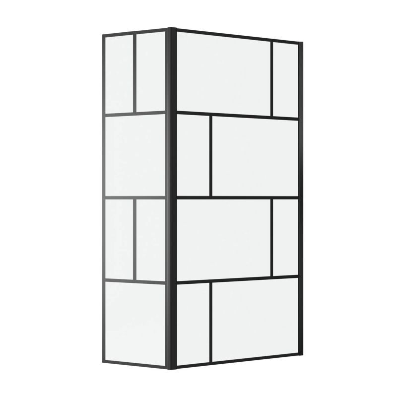 Aurlane Walk In Dusche Bricks schwarz 130 x 195 cm