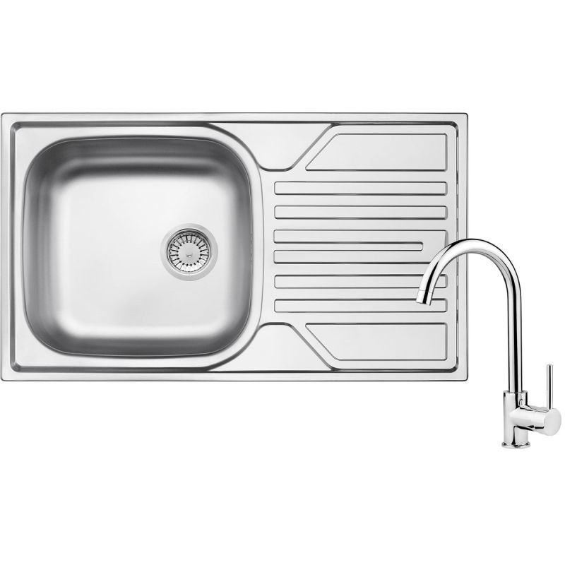 Edelstahl-Spuelen-Set Legato inkl. SP--Armatur,76x43,5x14,5cm,inox,f. US ab 50