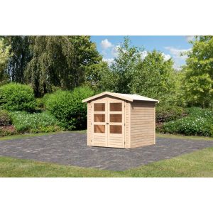 Karibu Blockbohlenhaus Rhein 2 186 x 186 cm naturbelassen Karibu Blockbohlenhaus Rhein 2 186 x 186 cm naturbelassen