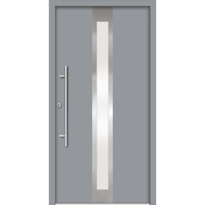 SplenDoor Premium-Haustür Passivedoor Stockholm RC2 energiesparend einbruchsicher grau 100 x 200 cm links