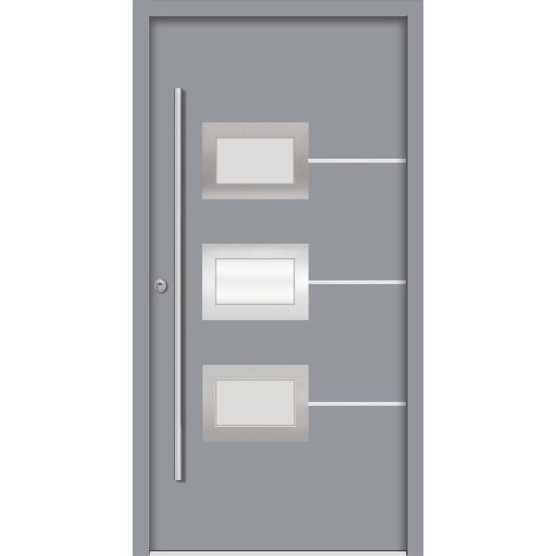 SplenDoor  Premium-Haustür Passivedoor Bergen RC2 energiesparend einbruchsicher grau 100 x 210 cm links