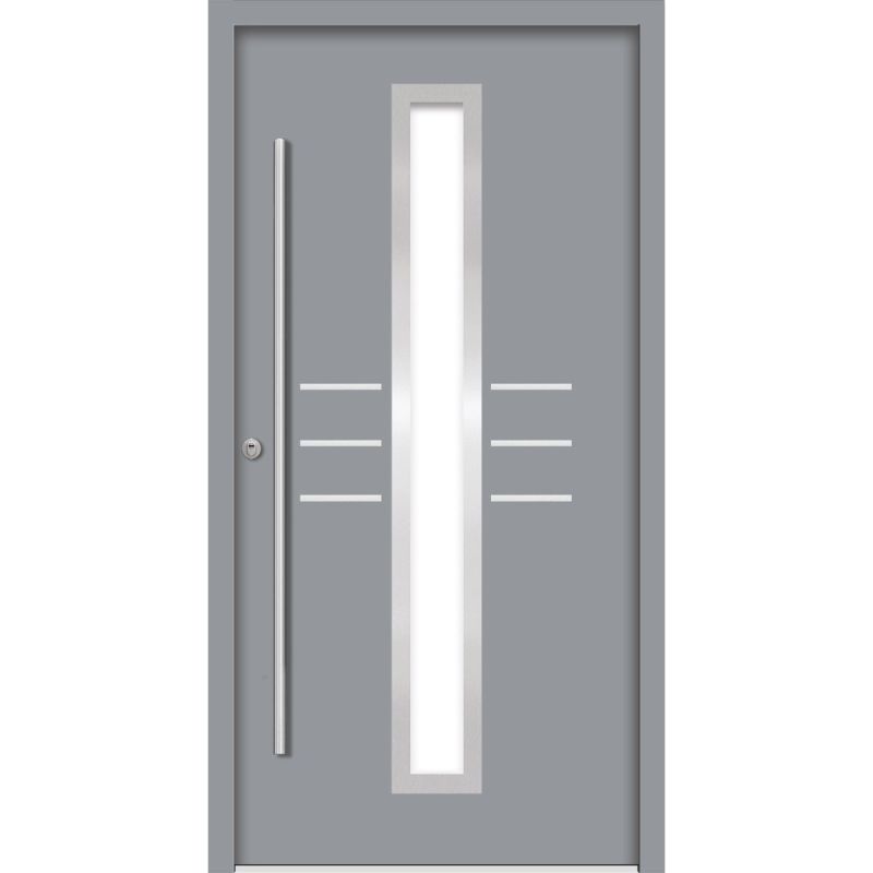 SplenDoor  Premium-Haustür PassivedoorLund RC2 energiesparend einbruchsicher grau 100 x 210 cm links