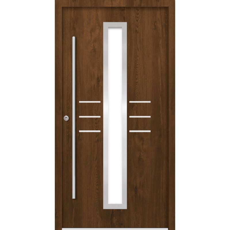SplenDoor Premium-Haustür Passivedoor Lund RC2 energiesparend einbruchsicher nussbaum 100 x 210 cm links