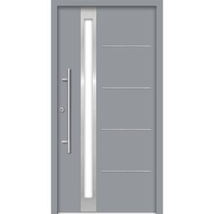 SplenDoor  Premium-Haustür Passivedoor Umea RC2 energiesparend einbruchsicher grau 100 x 210 cm links
