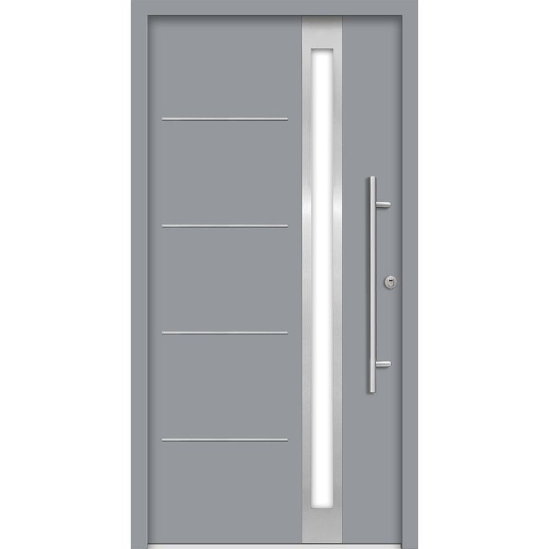 SplenDoor Premium-Haustür Passivedoor Umea RC2 energiesparend einbruchsicher grau 100 x 200 cm rechts