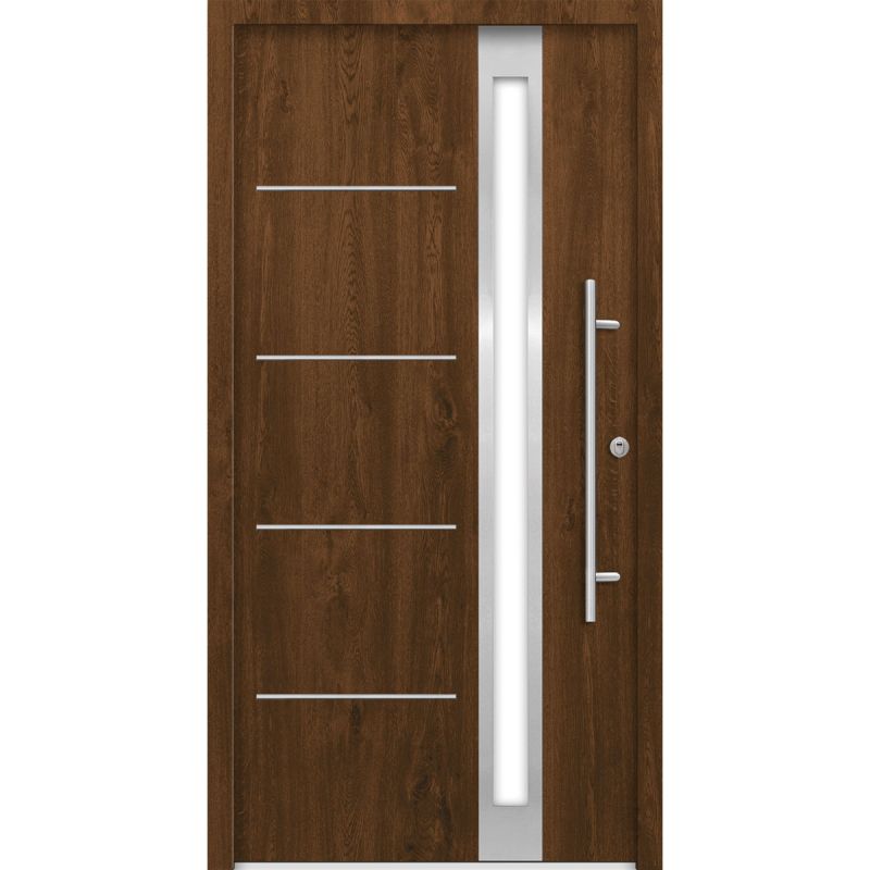 SplenDoor Premium-Haustür Passivedoor Umea RC2 energiesparend einbruchsicher nussbaum 100 x 200 cm rechts