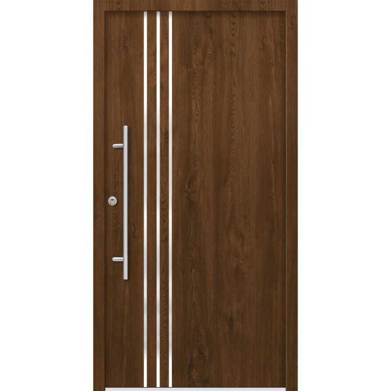 SplenDoor Premium-Haustür Passivedoor Kalmar RC2 energiesparend einbruchsicher nussbaum 100 x 200 cm links