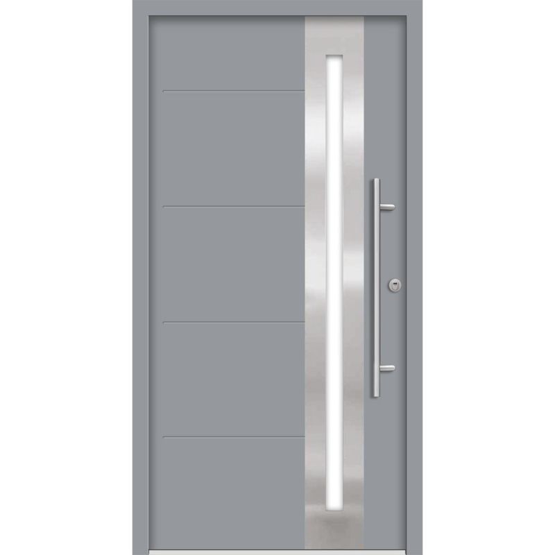 SplenDoor  Premium-Haustür Passivedoor Eksjo RC2 energiesparend einbruchsicher grau 100 x 200 cm rechts