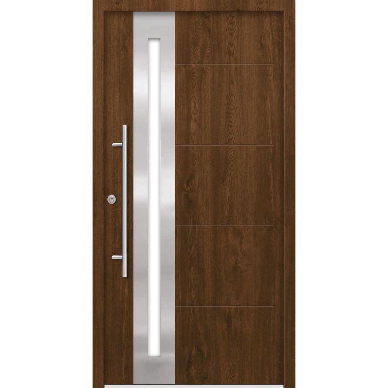 SplenDoor Premium-Haustür Passivedoor Eksjo RC2 energiesparend einbruchsicher nussbausm 100 x 200 cm links