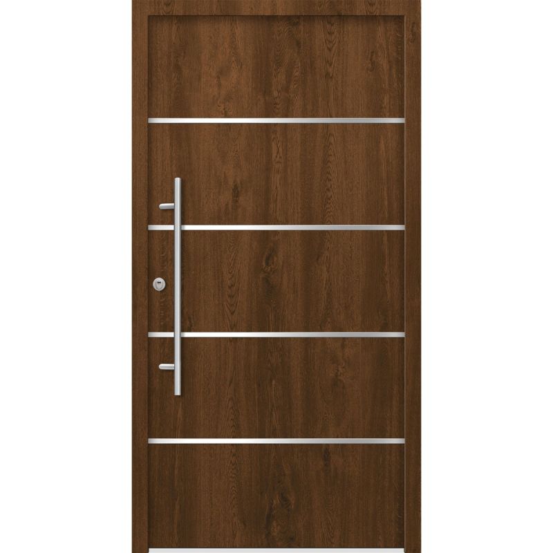 SplenDoor  Premium-Haustür Passivedoor Visby RC2 energiesparend einbruchsicher nussbaum 100 x 200 cm links