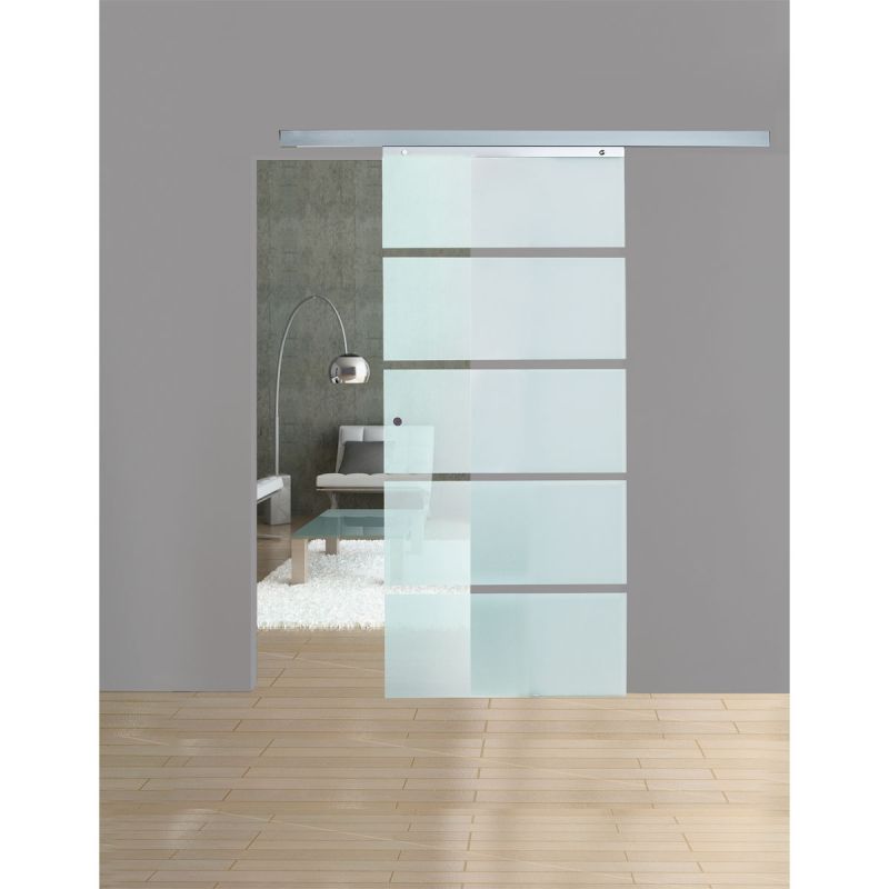 Durabil Glasschiebetür-Set „Edelstahl Open“, 90x208 cm