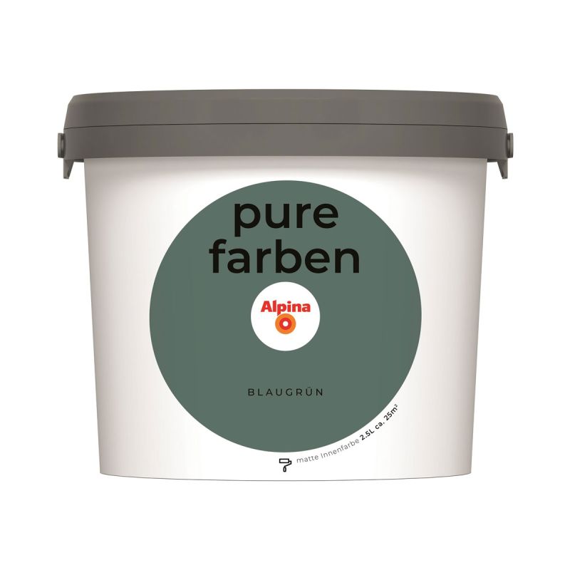 Alpina Innenfarbe pure farben 2,5 L Blaugrün matt