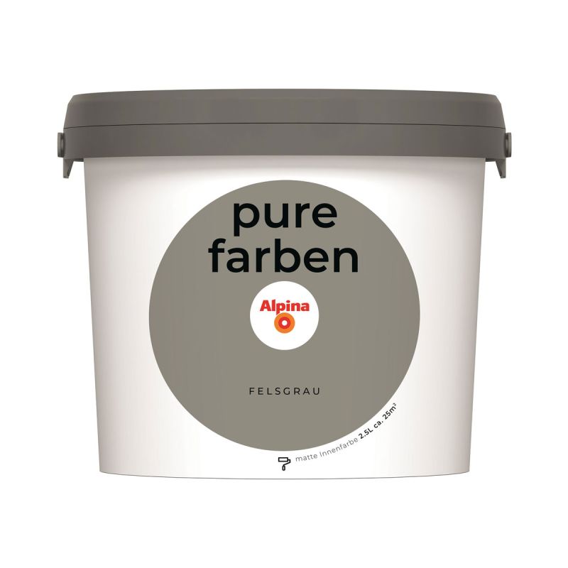 Alpina Innenfarbe pure farben 2,5 L Felsgrau matt