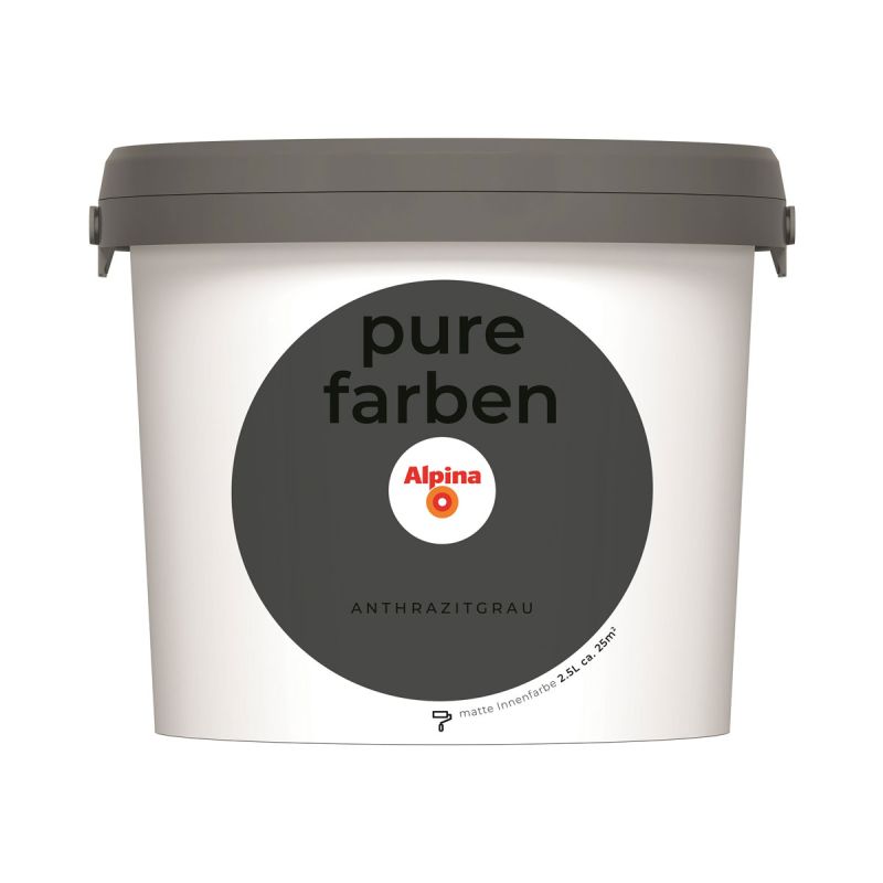 Alpina Innenfarbe pure farben 2,5 L Anthrazitgrau matt
