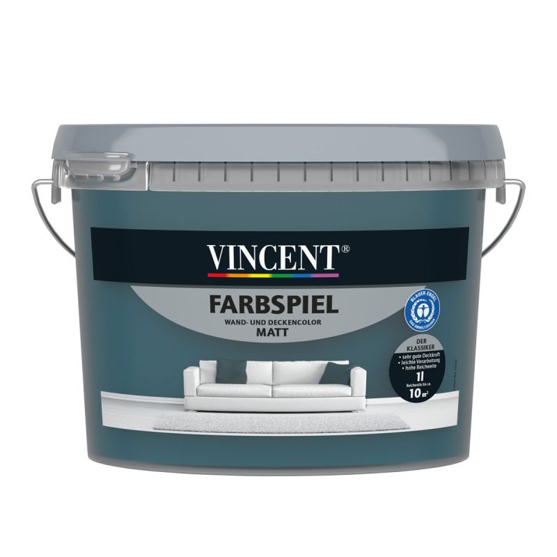Vincent  Wandfarbe Farbspiel Petrol matt 1 L