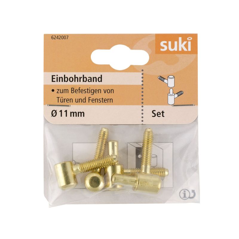 Suki Einbohrband Stahl Durchmesser 1,1x Durchmesser 0,59 x 2,5 cm vermessingt 2 Stück