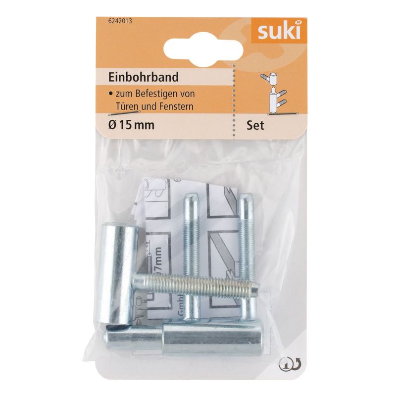 Suki Einbohrband Stahl Durchmesser 1,5x Durchmesser 0,79 x 5 cm verzinkt 2 Stück
